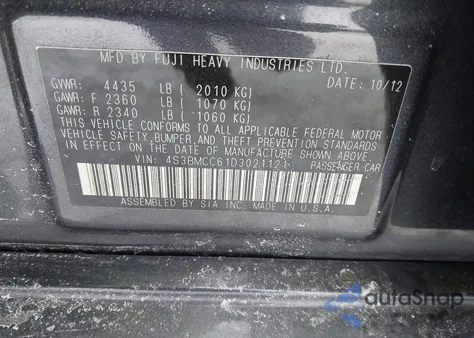 2013 Subaru Legacy 2.5I Premium z USA, uszkodzony, nr VIN 4S3BMCC61D3021121